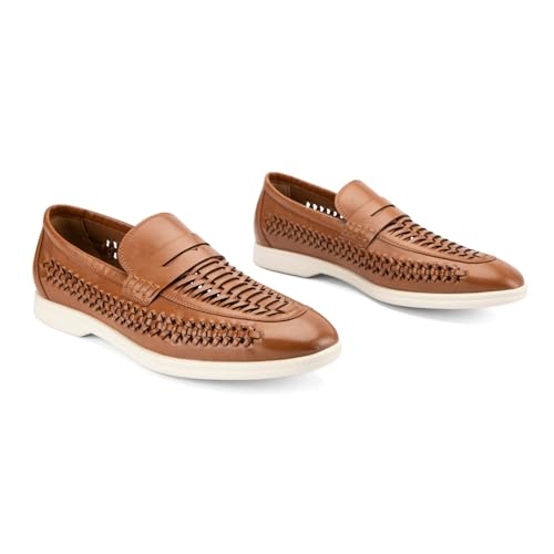 Image of Meijiana Men's Genuine Leather Loafers Slip-On Moccasins Suede Dress Shoes, Lightweight and Breathable with Rubber Sole Stylish Mens Loafers