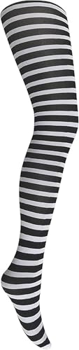 Image of MYSASI Children's Striped Tights Size. 11-14 years. Black and White.