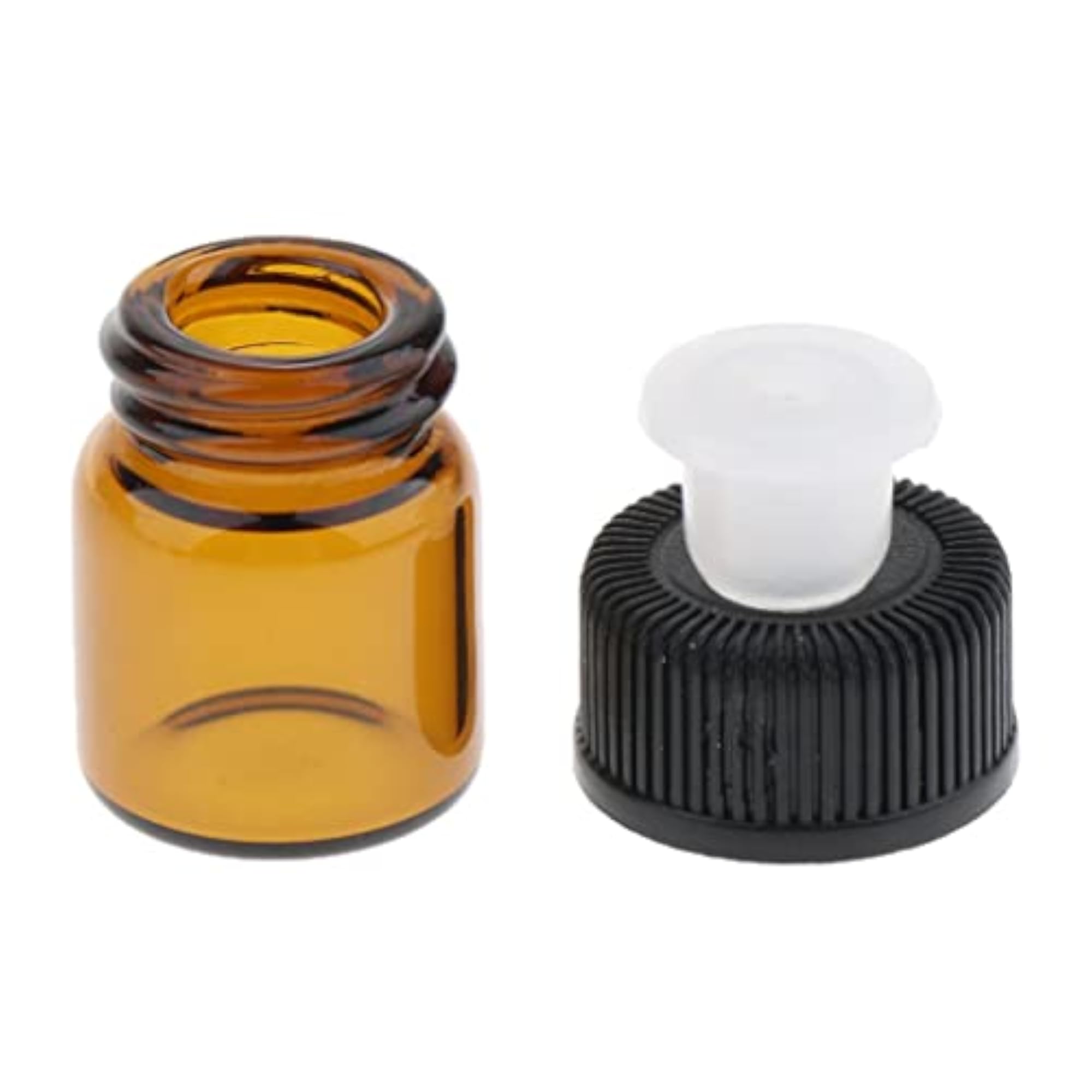 100 PCS Amber Glass Essential Bottle with Orifice Reducer Caps 1ml