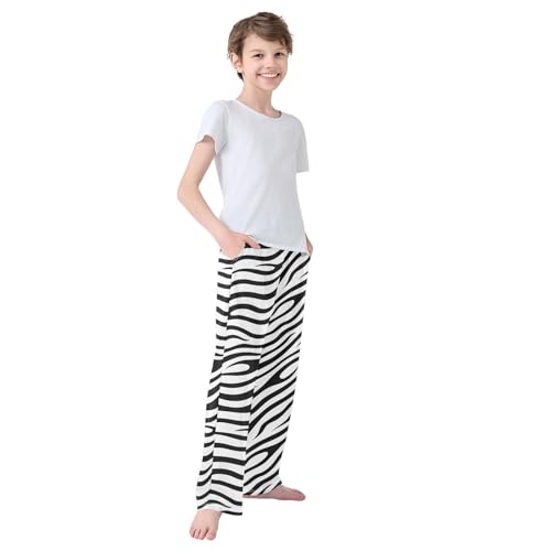 Boys' Pants Zebra Skin Texture Long Bottoms Jogger Pants Elastic Waist Trousers with Pockets S-XL4