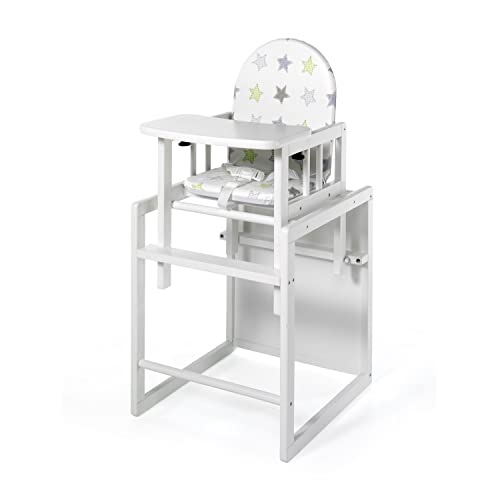 Geuther Trona NICO | Trona con mesa | Silla de bebé con arnés de seguridad de 3 puntos | Respaldo | Reposapiés y asiento acolchado | Accesorios de guardería no contaminantes | Blanco Cover