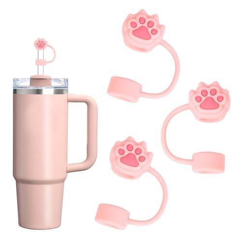 DelightfulCorners Cat straw toppers for Stanley cup, Silicone Straw Toppers for Stanley 30&40 Oz Tumbler,Reusable cat straw covers fits perfectly with all types of 10mm/0.4inch straws(3 Pcs)