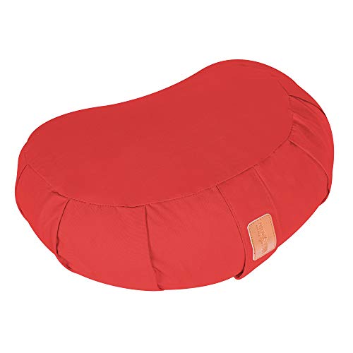 GORILLA SPORTS® Cojín de yoga de media luna de algodón con relleno de espelta...