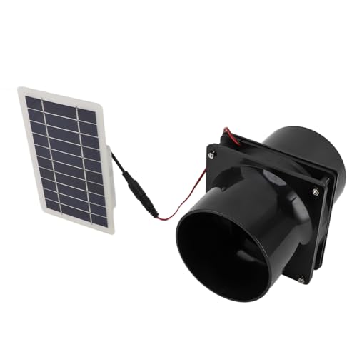 Haofy 10 W 12 V Solarbetriebener Abluftventilator, Solar-Entlüftungsventilator, ABS-Solarpanel-Ventilator-Set für Runde Rohre für Haustierhaus, Hühnerstall, Wohnmobil, Gewächshaus