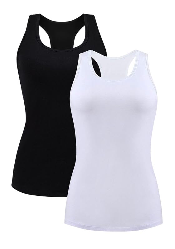 Image of beautyin Women Tank Top with Shelf Bra Racerback Workout Yoga Undershirt