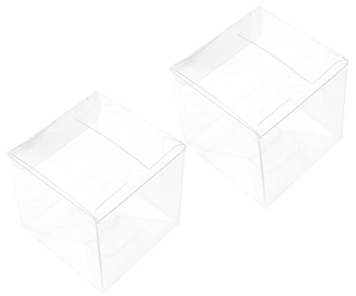 Micro Trader Cubos de PVC Caja para regalos,embalaje de dulces en Fiesta y boda 50 piezas Transparente