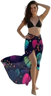 TULSI ENTERPRISE Women's Soft Heavy Nylon Beach Sarong - Romantic Heart Print Swimsuit Cover-Up, Lightweight Wrap Pareo, F... Price In India