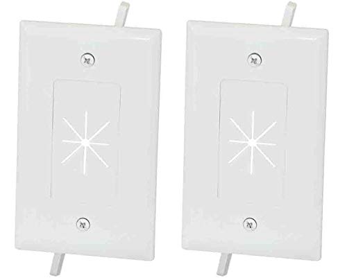 Datacomm 45-0014-WH 1-Gang (2 Pack) Cable Plate with Flexible Opening - White