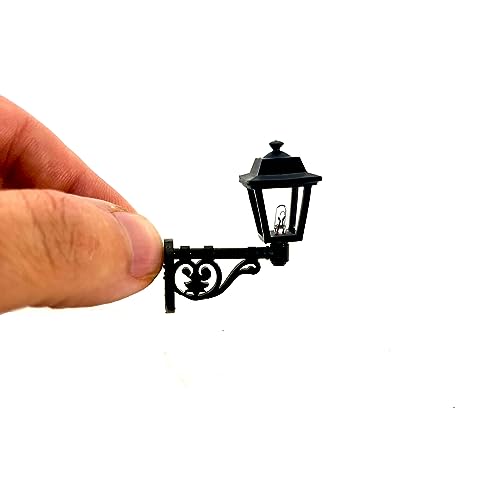 100% rame e policarbonato Lampione lanterna da parete per presepi e diorami con microlampada 12v - DL120 (3,5x4 cm, luce bianco calda)