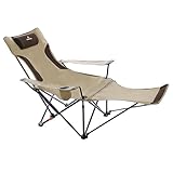 QAOYAL Reclining Camping Chair with Footrest, Folding Lounge Lawn Chair with Detachable Headrest, for Camping, Beach, Outdoor Activities