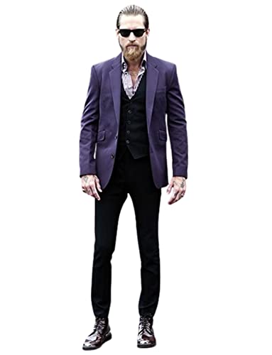Costume homme trois pièces violet et noir veste gilet pantalon pour smoking chic