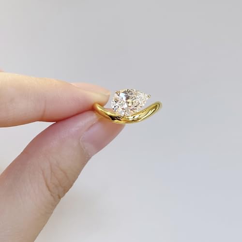 2CT 18K Gold Plated S925 Sterling Silver Pear Shaped Solitaire Engagement Ring For Women,Wedding Promise Ring for Her Wedding Band for Women4