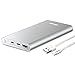 Power Bank, (Aluminum)(Powerful) BONAI 12000mAh Portable Charge Travel, USB C High-Speed 3.0A Input/Output Battery Compatible with iPhone iPad Samsung Android MacBook-Silver (Charging Cable Included)