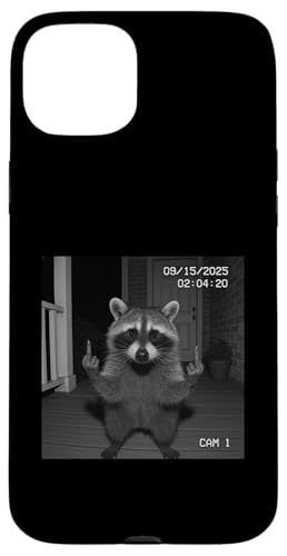 Funny Raccoon Flipping Off Middle Finger On Security Camera X}zP[X iPhone 15 Plus p