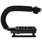 IMIKEYA Professioneller Handystabilisator Gimbal für Videoaufnahmen mit Verstellbarem Griff und U Förmigem Blitzschuh Leichter Tragbarer Kamera Handstabilisator Kompatibel mit DSLR und