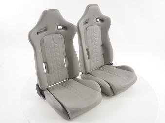 Asiento deportivo semibaquet acabado piel artificial gris de alta resistencia