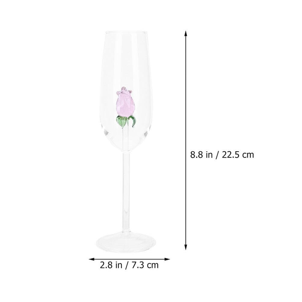 Kichvoe Glass Tumbler Glasses Cocktail Glass Creative Flutes Rose Flower Crystal Drinking Goblet Decorative Dinnerware For Night Bar Home Party Wedding Transparent 2pcs Glass Tumblers