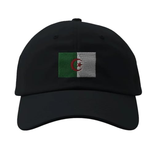Casquette drapeau de l'Algérie noir brodé pour supporter