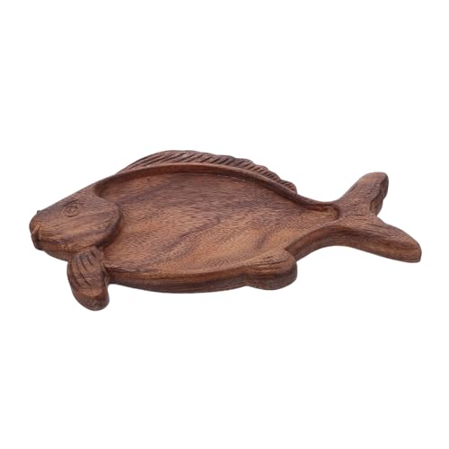 OHPHCALL 胡桃木製魚形サービングプラッター 耐久性 コンパクトデザイン 多用途寿司ボート前菜盛り付けトレイ キッチンパーティー用