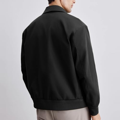 Men's Bomber Jacket Casual Lightweight Fashion Windbreaker Lapel Zip Up Outdoor Coat Snap Button Windproof Jackets3