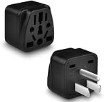 Paquet de 2 US Adaptateur de prise de voyage, EU,UK,AU,CN,NZ à USA (Type B), Noir 3 Un monde fondé sur USA Adaptateur de voyage pour les Plugs européens, britanniques, australiens et chinois