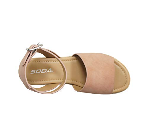 Image of Soda Topic Open Toe Buckle Ankle Strap Espadrilles Flatform Wedge Casual Sandal