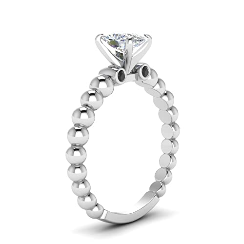 Image of 55Carat Choose Your Gemstone Bead Diamond CZ Engagement Ring sterling silver Emerald Shape Side Stone Engagement Rings Everyday Jewelry Wedding Jewelry Handmade Gifts for Wife US Size 4 to 12