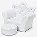 GIANTEX Sofá infantil con taburete, sillón infantil en forma de corona, juego de sofá con botones de cristal, perfecto para niñas, 58 x 40,5 x 49 cm, color blanco