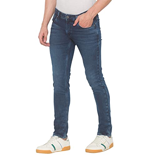Image of Spykar Men's Cotton Supper Skinny Low-Rise Jeans (Dark Blue) (30) (SS01BB15DarkBlue)
