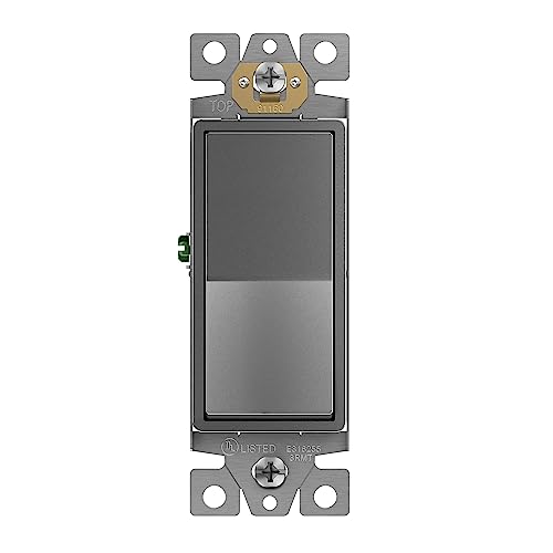 ENERLITES Elite Series Decorator Switch, Paddle Rocker Light Switch, Single Pole, 3 Wire, Grounding Screw, Residential Grade, 15A 120V, UL listed, 91150-SG, Space Gray