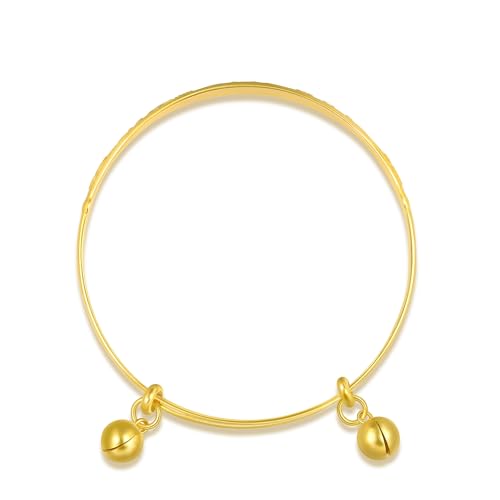 Image of CHOW SANG SANG 999.9 24K Pure Gold Chinese Gifting Collection Longevity & Good Fortune Adjustable Bangle for Tiny Size 84771K Price-by-Weight 8.98g Gold [Size Adjustable]