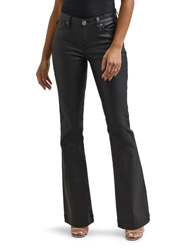 Rock & Republic Womens Kasandra Mid Rise Bootcut Jean Black List - Coated Black 8