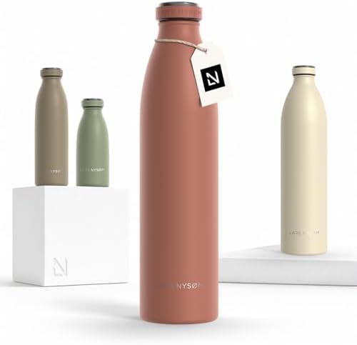 LARS NYSØM Trinkflasche 1l - Trinkflasche Edelstahl - Thermosflasche | Hält 12h warm und 24h kalt - Auslaufsichere Wasserflasche - Kohlensäure geeignet - Doppelwandig - Für Sport,