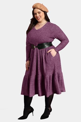 Image of RITERA Plus Size Dresses for Curvy Women Summer Spring Womens Dress V Neck Short Sleeve Casual Dress with Pockets XL-5XL