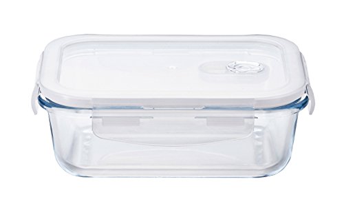 Aderia Oven-Safe Glass Food Storage Container Cook Lock Rectangle - with Sealing Leak Lock Lid, 2.5-Cup /600ml
