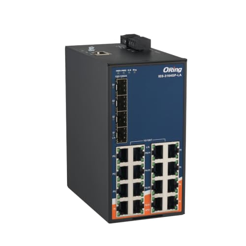 Image of IES-3164GP-LA | 20-Port Managed Fast Ethernet Switch, 16FE + 4 100 /1G SFP Slots, ORing Industrial Networking