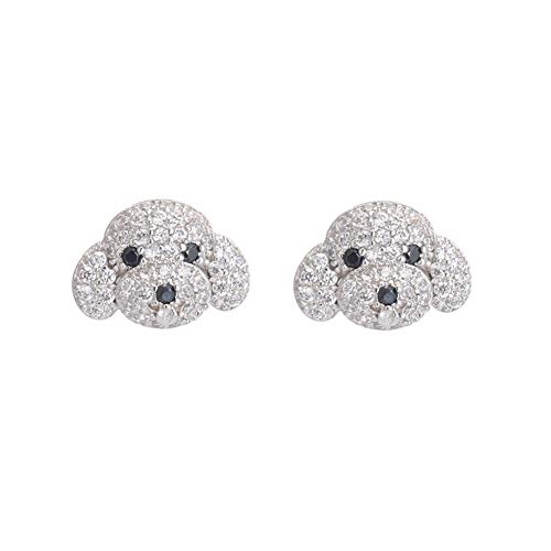 Oidims Cute Dog 925 Sterling Silver Cubic Zircoina Post Stud Earrings for Girls Teens Women Hypoallergenic Fashion Dainty Rhinestone Crystal Best Friend Animal CZ Jewelry Birthday Valentine's Day Gift