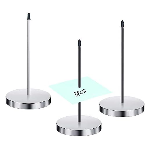 3 st kvittospik - papper spik kvittohållare, silver rak stav biljett anteckning spik kontroll skrivbord bill spike, mottagande spikes pinne med rund stativ tjock spindelstång för restaurang kök kontor