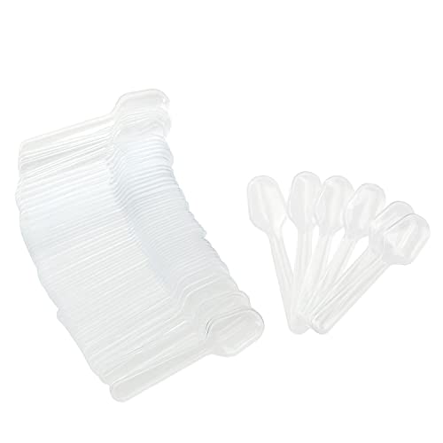 ZZHXSM 100pcs Plastic Clear White Ice Cream Dessert Scoops Disposable Tasting Spoon Scoops for Kitchen Tableware, 3 Inch Long