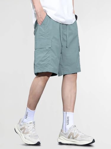 Image of TAGDO Men's Cotton Cargo Shorts with Multi Pockets | Lightweight Casual Outdoor Shorts Pant for Men | Elastic Waist Drawstring Utility Shorts for Hiking, Camping and Daily Wear (2048)