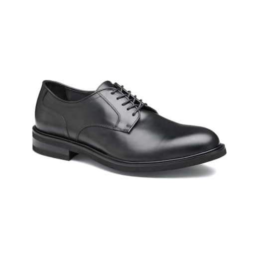 Johnston & Murphy Sapato Oxford masculino Hartley Plain Toe, Couro de bezerro italiano preto, 39