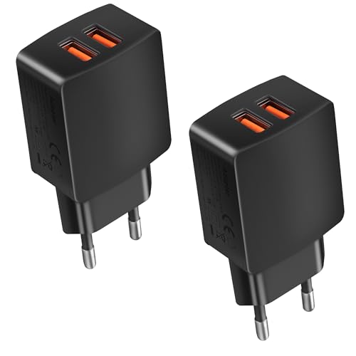 2-Pack USB Stecker 2-Port USB Ladegerät 5V/2 1A USB Netzteil Ladestecker Adapter Plug Steckdose Netzstecker Ladeadapter für iPhone iPad Samsung Huawei Xiaomi Tablet E-Book Smartwatches