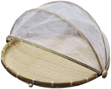Bamboo Tent Basket, Round Bamboo Serving Food Tent Basket with Li...