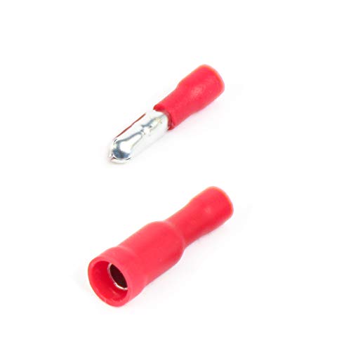 Kabelschuhe x 110 - Rundstecker Rot x55 / Rundsteckhülsen Rot x55 - Quetschverbinder, Isolierte,0,4 mm bis 1,5 mm² Cover