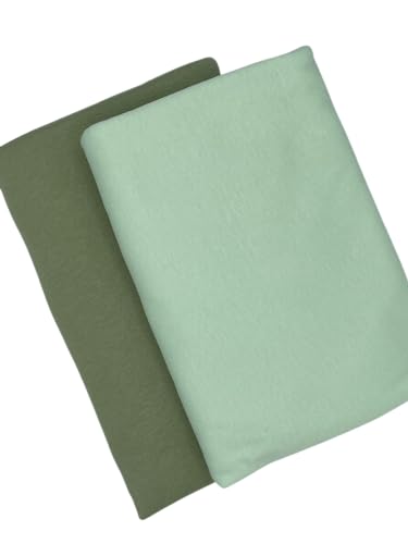Image of Pack N Play Sheets Fitted 43 x 30, Compatible with 4moms Breeze Plus - 100% Jersey Cotton - Soft, Durable & Hypoallergenic, 2-Pack, Light & Dark Sage Green, by SheetWorld, Made in USA