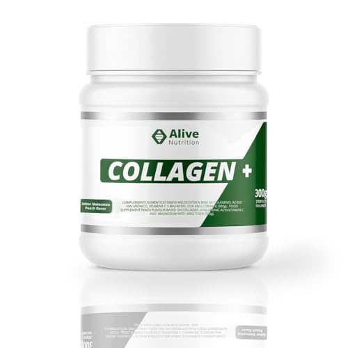 Colágeno en Polvo. Complemento alimenticio en polvo. Colágeno Hidrolizado sabor Melocotón. Con Ácido Hialurónico, Vitamina C y Magnesio. Suplementos.