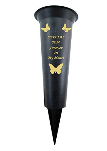Special Verse Graveside Memorial Grave Spiked Flower Vase (Son, 1 Pack)