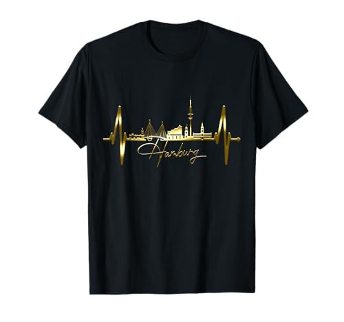 Hamburg Skyline Herzschlag Silhouette Liebe I Love Hamburg T-Shirt