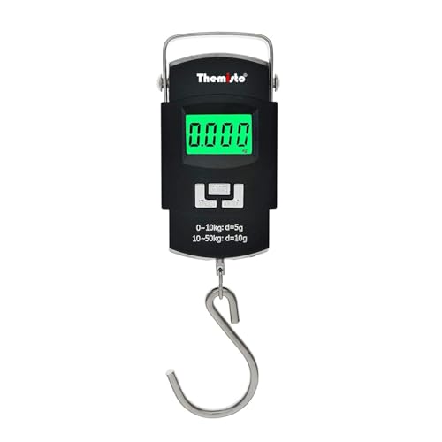Image of Themisto TH-WS01 Digital Hanging Luggage Scale | 50kg Portable Travel Weighing Scale with LCD Display (Black)