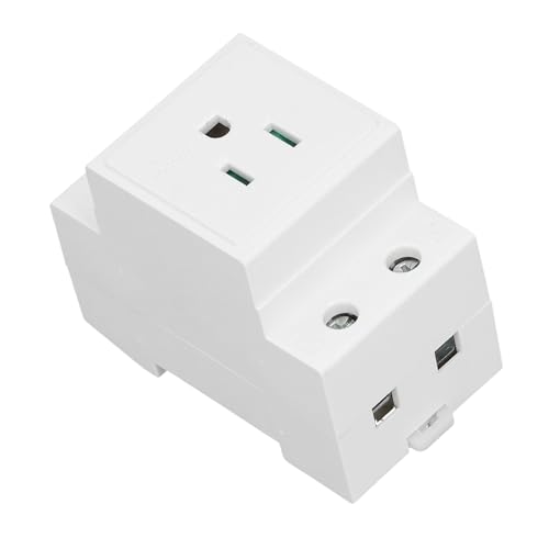 DIN Rail Socket Protective Outlet Distribution Panel Suitable Rail Installation Flame Retardant Nylon (US AC110?250V 15A)
